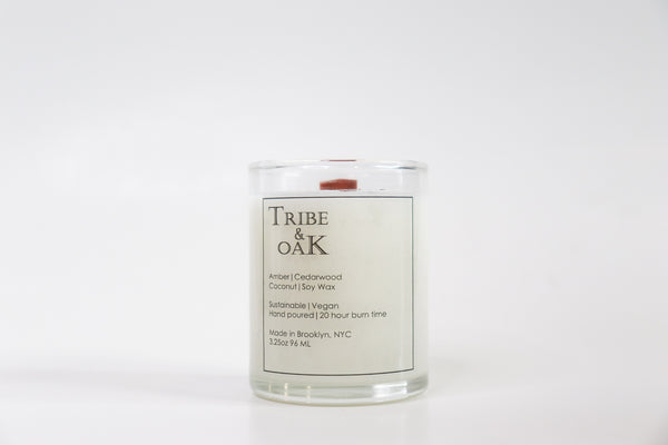 Small glass container with white coconut soy wax